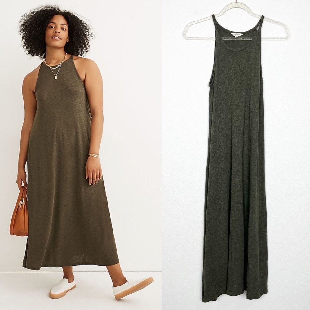 Madewell Olive Green Knit Cami Midi Dress Womens Small